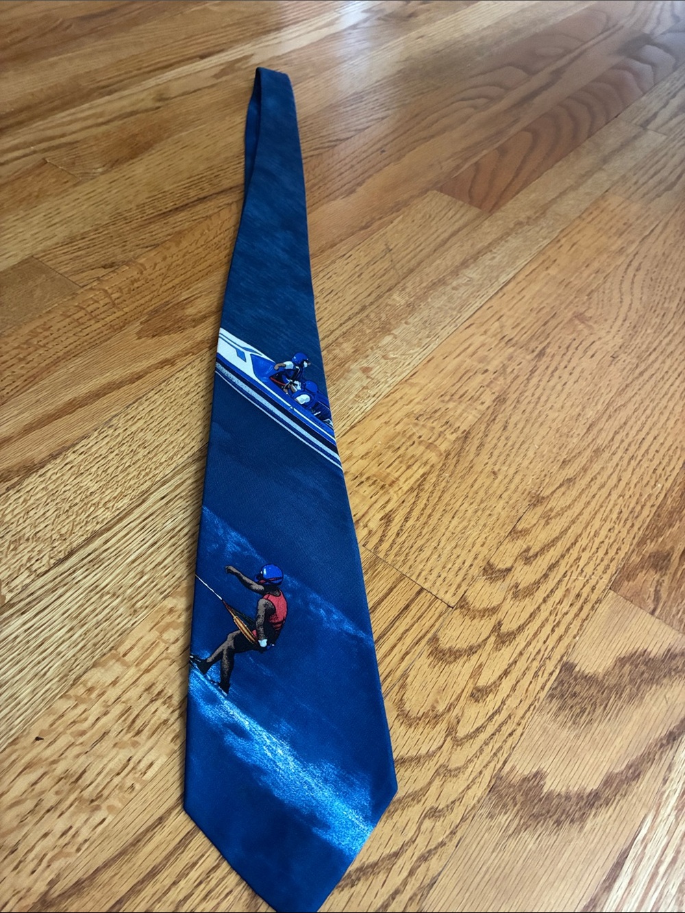 Polo by Ralph Lauren Navy Blue Novelty Water-Skiing Silk Tie